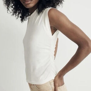 Madewell Side-Cinch Muscle Tee Ivory Shirt Top Cotton Blend Small NWOT